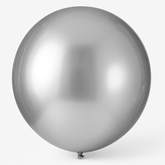 24" Platinum Metallic Silver Latex Balloons - 4 Pack